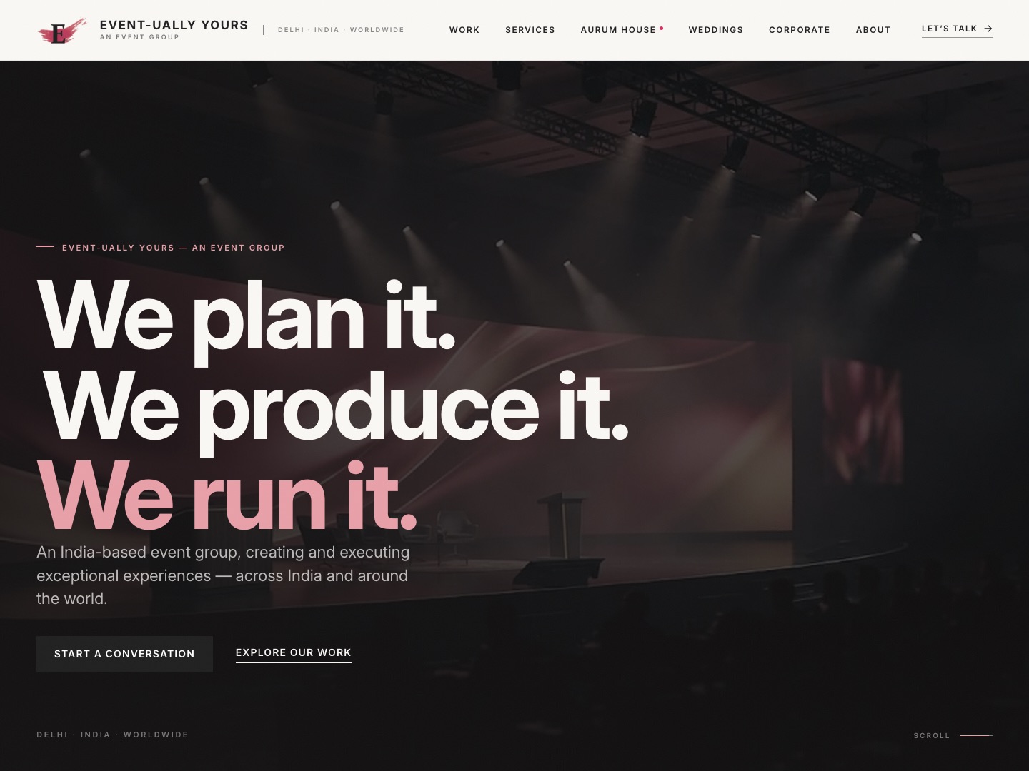 The Event-ually Yours website, designed and built by Thoda Logic