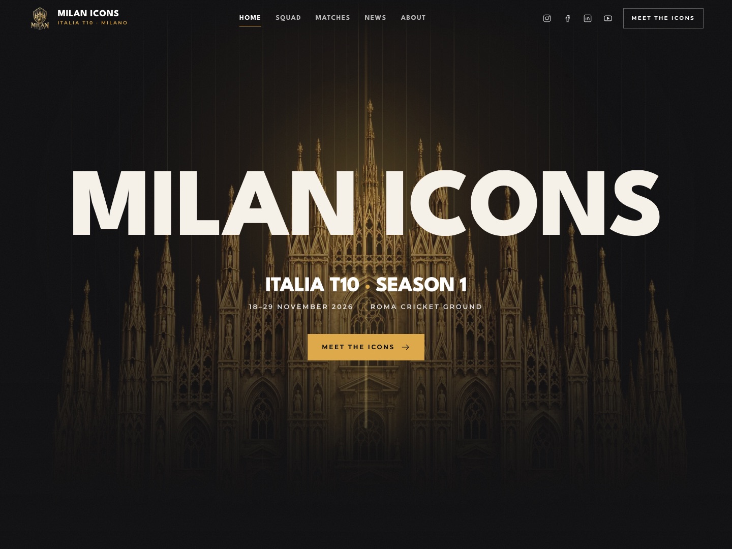 Milan Icons website homepage