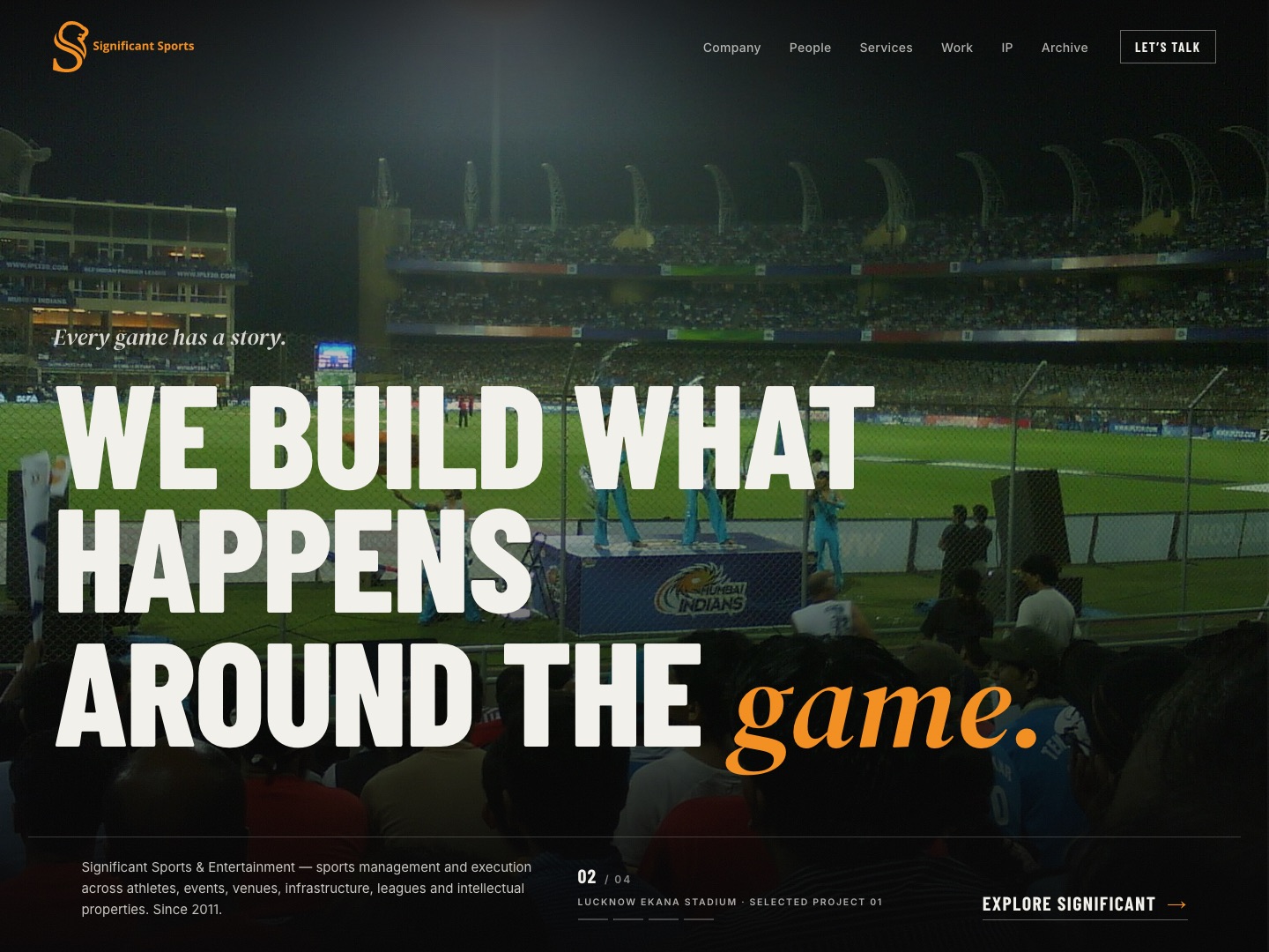 Significant Sports & Entertainment website homepage