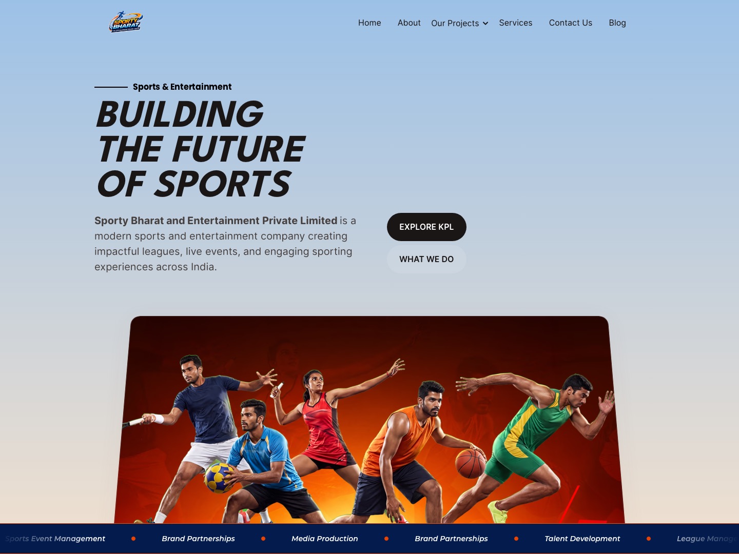 Sporty Bharat website homepage