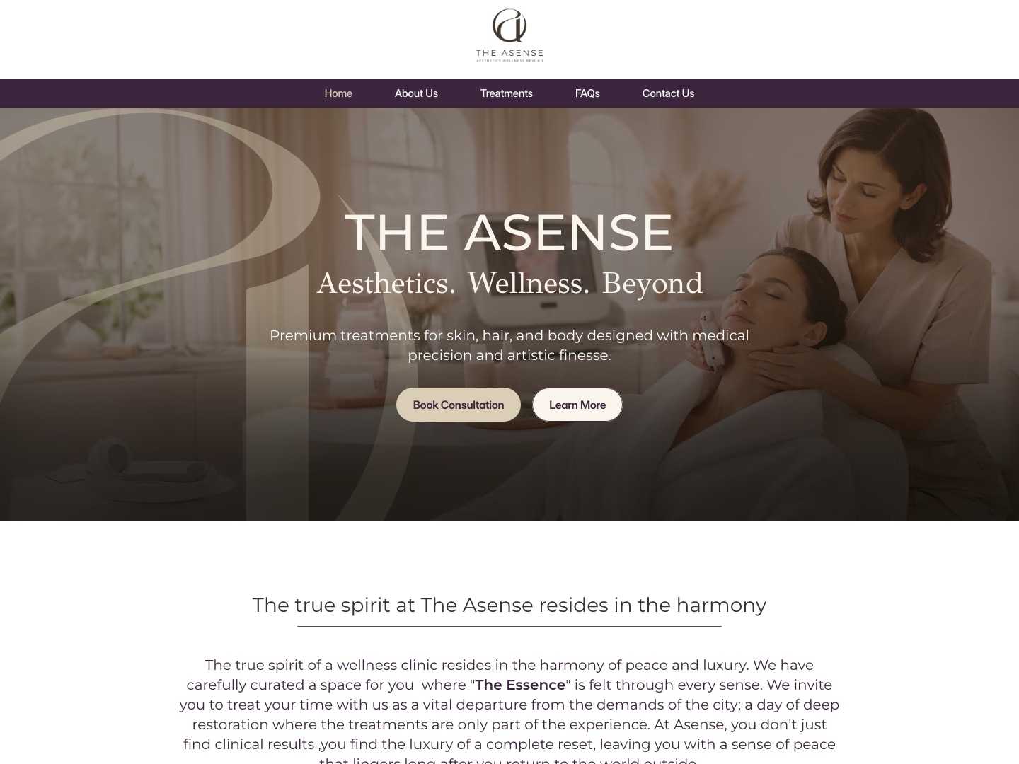 The Asense website homepage